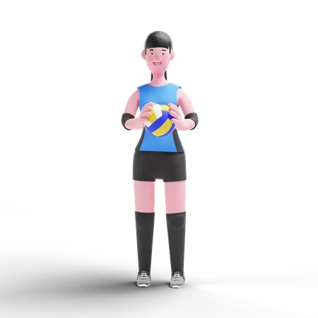 Joueur de volley-ball tenant le ballon  3D Illustration