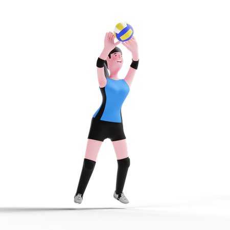 Joueur de volley-ball tenant le ballon  3D Illustration