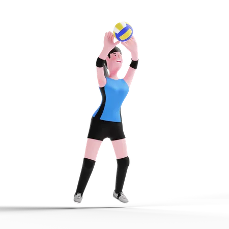 Joueur de volley-ball tenant le ballon  3D Illustration