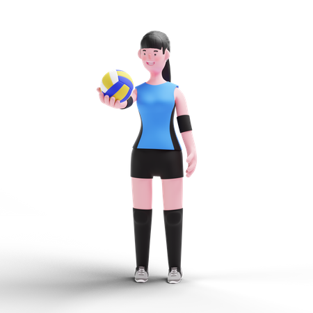 Joueur de volley-ball tenant le ballon à la main  3D Illustration