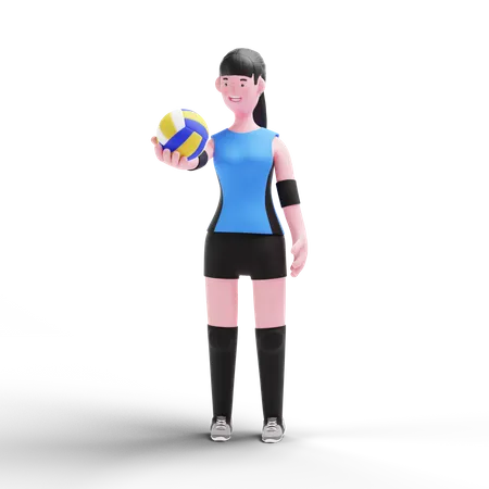 Joueur de volley-ball tenant le ballon à la main  3D Illustration