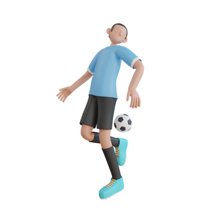 Joueur jouant avec un ballon de football  3D Illustration