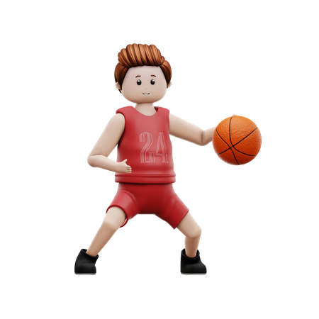 Joueur masculin, dribble, basket-ball  3D Illustration