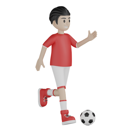 Joueur masculin jouant au football  3D Illustration