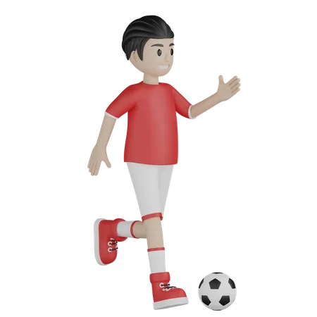 Joueur masculin jouant au football  3D Illustration