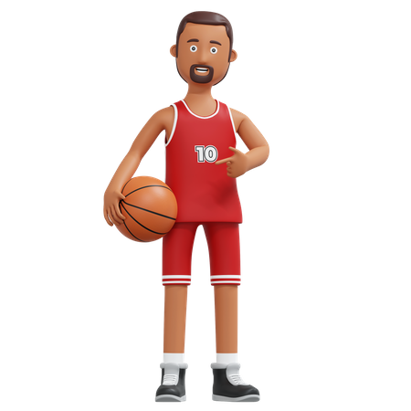 Joueur professionnel de basket-ball tenant le ballon  3D Icon