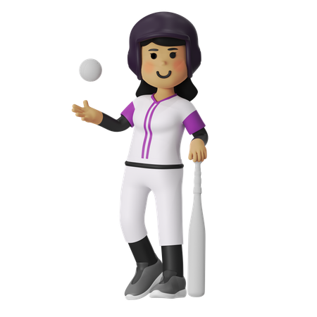 Fille joueuse de baseball  3D Icon