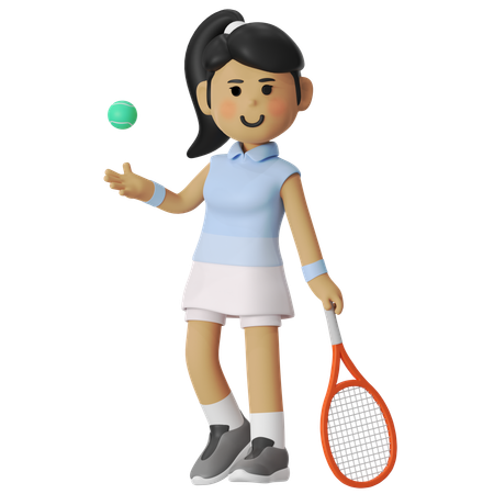 Fille joueuse de tennis stable  3D Illustration