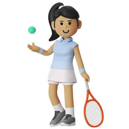 Fille joueuse de tennis stable  3D Illustration