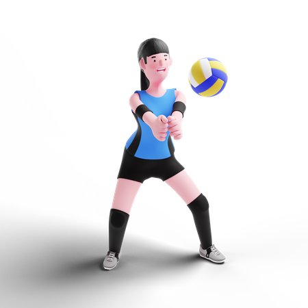 Joueuse de volley-ball jouant  3D Illustration