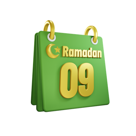 Jour 9 du calendrier du ramadan  3D Illustration