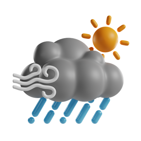 Jour de pluie venteux  3D Icon