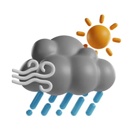 Jour de pluie venteux  3D Icon