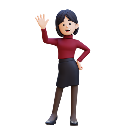 Jovem acenando com a mão enquanto diz olá  3D Icon