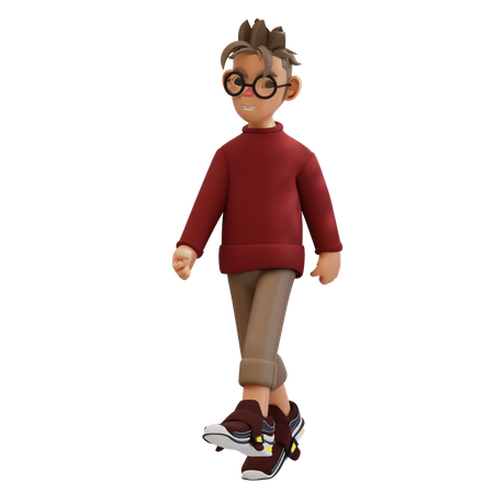 Jovem caminhando para a pose da esquerda  3D Illustration