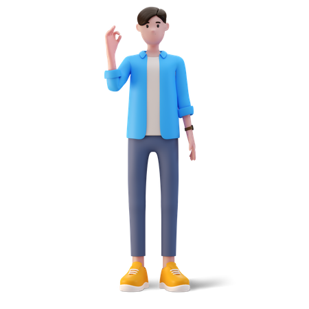 Jovem com sinal de ok  3D Illustration