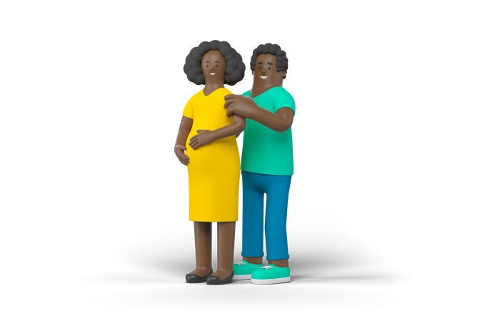 Jovem cuidando de sua esposa grávida  3D Icon