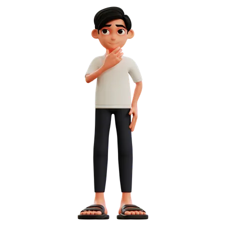 Jovem fazendo pose para pensar  3D Illustration