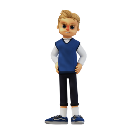 Jovem fazendo pose confiante  3D Illustration