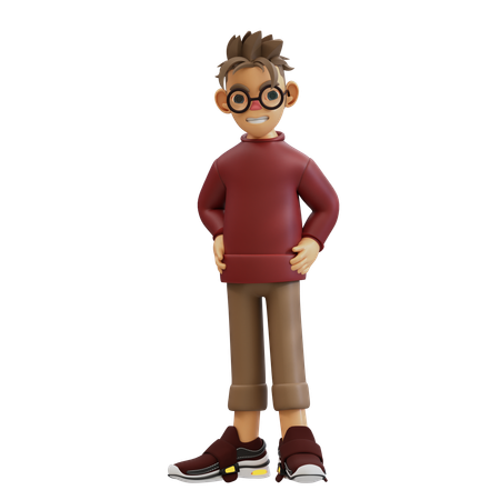 Jovem fazendo pose confiante  3D Illustration