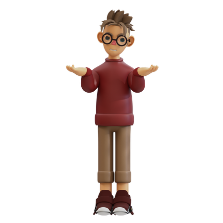 Jovem fazendo pose confusa  3D Illustration