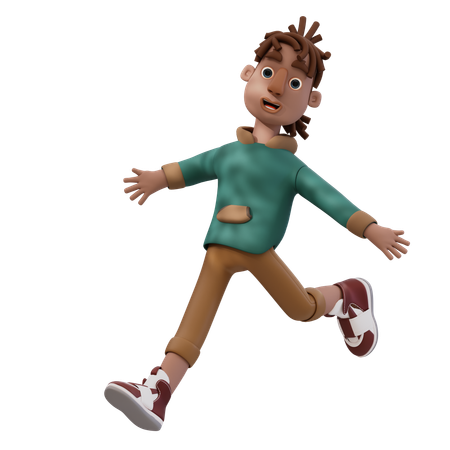 Jovem dando pose de salto  3D Illustration