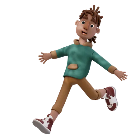 Jovem dando pose de salto  3D Illustration