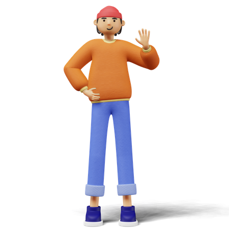 Jovem diga oi  3D Illustration