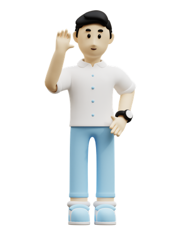Jovem diga olá  3D Icon