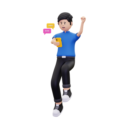 Jovem fazendo bate-papo móvel  3D Icon
