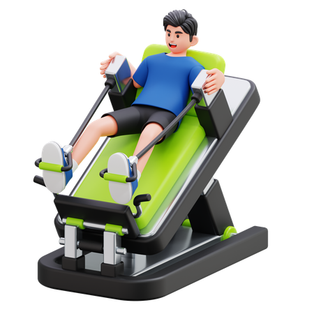 Jovem fazendo exercício na máquina  3D Icon