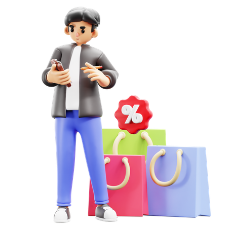 Jovem fazendo lista de compras  3D Illustration