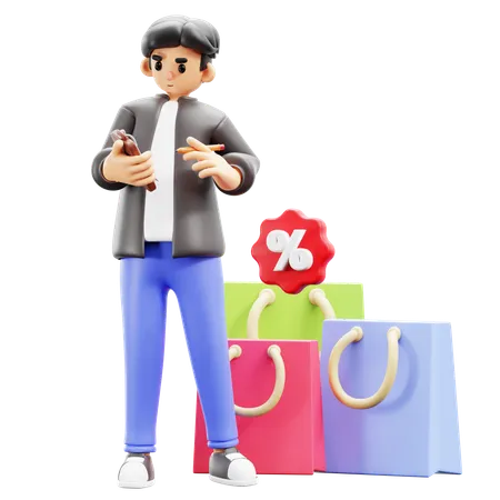 Jovem fazendo lista de compras  3D Illustration