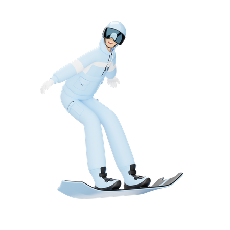 Jovem fazendo snowboard  3D Illustration