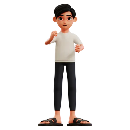 Jovem fazendo pose feliz  3D Illustration