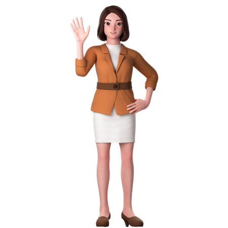 Jovem levantando a mão esquerda  3D Icon
