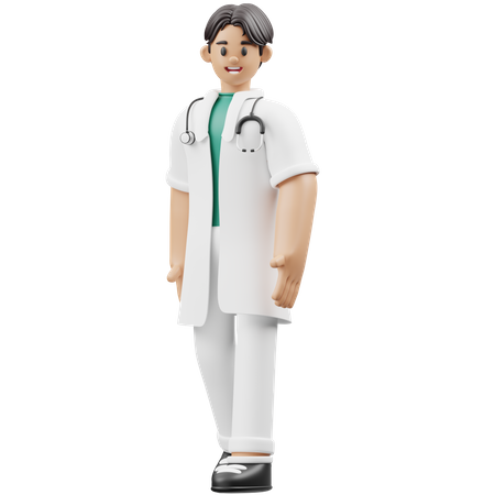 Jovem médico andando  3D Illustration