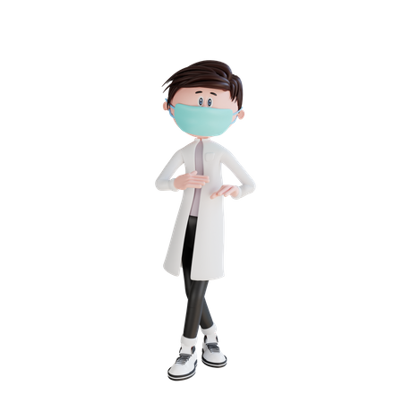 Jovem médico em pé com pose de pernas cruzadas  3D Illustration