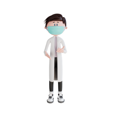 Jovem médico levanta-se para conversar pose  3D Illustration