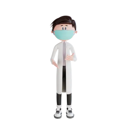 Jovem médico levanta-se para conversar pose  3D Illustration