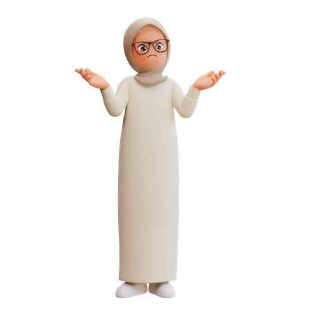 Jovem muçulmana expressando emoções negativas descontentes  3D Icon