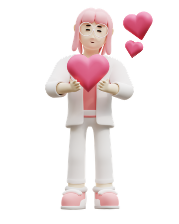 Mulher jovem dá amor  3D Icon