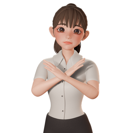 Jovem mulher sem fazer gesto algum com os braços cruzados  3D Illustration