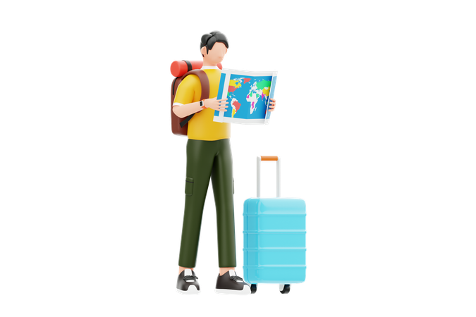 Planejamento de viagens para jovens com mapas  3D Icon