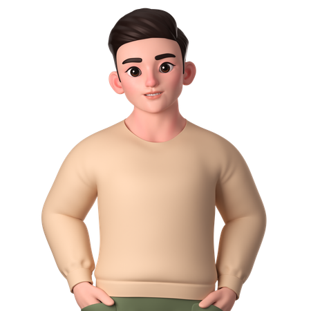 Jovem posando com a mão no bolso da calça  3D Illustration