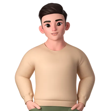Jovem posando com a mão no bolso da calça  3D Illustration