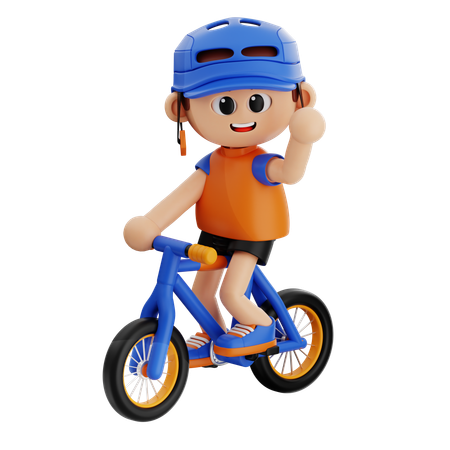 Jovem rapaz animado para corrida de bicicleta  3D Icon