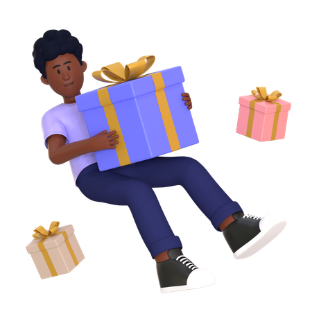 Jovem segurando um presente de compras  3D Icon