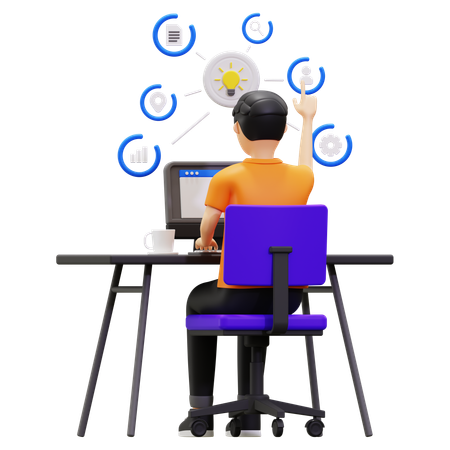 Jovem, tendo ideia de negócio  3D Icon