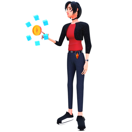 Jovem usa rede blockchain ethereum  3D Icon